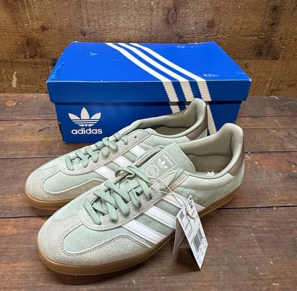 Adidas Gazelle Indoor Size 11 Silver Green White Gum Sneakers JI3526